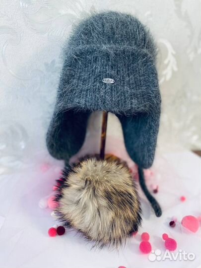 Шпка ушанка. Вязаная