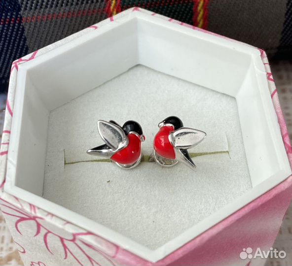 Серьги снегири Соколов