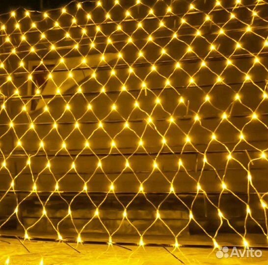 Гирлянда сетка 1,8*1,8 желтая