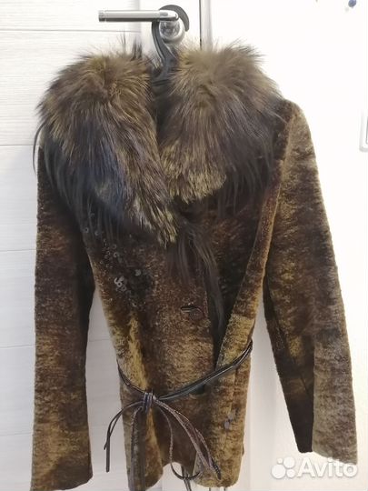 Куртка демисезонная женская 44 46 кожаная с мехом