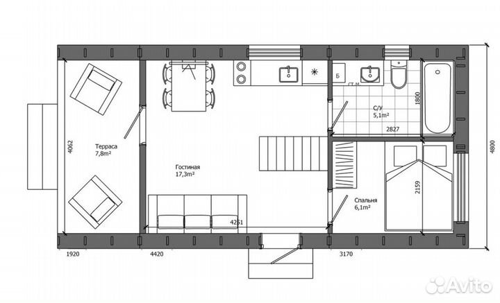 Каркасно-панельный дом по проекту “Барнхаус -50”