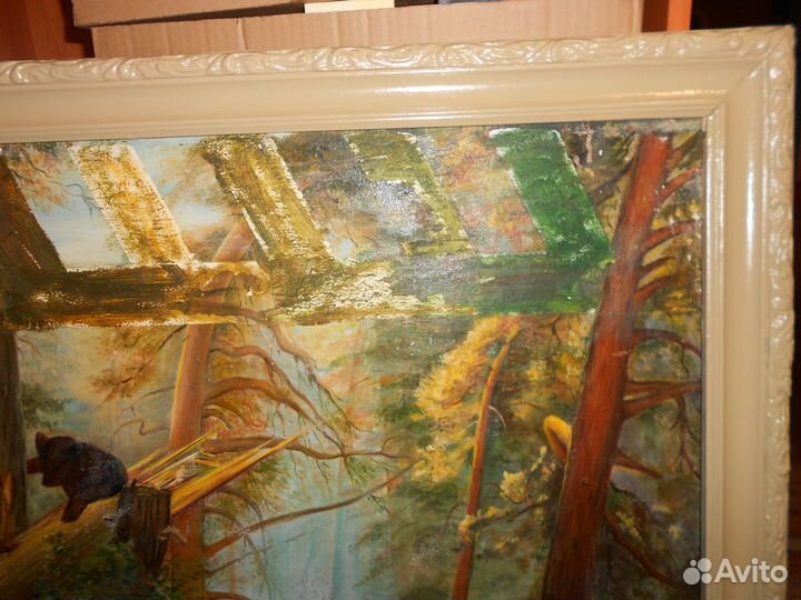 Картина три медведя холст масло старинная Шишкин 1