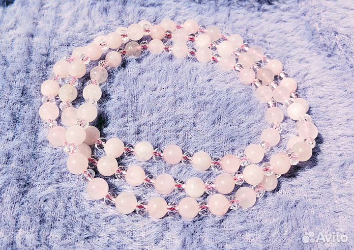 Бусы из розового кварца