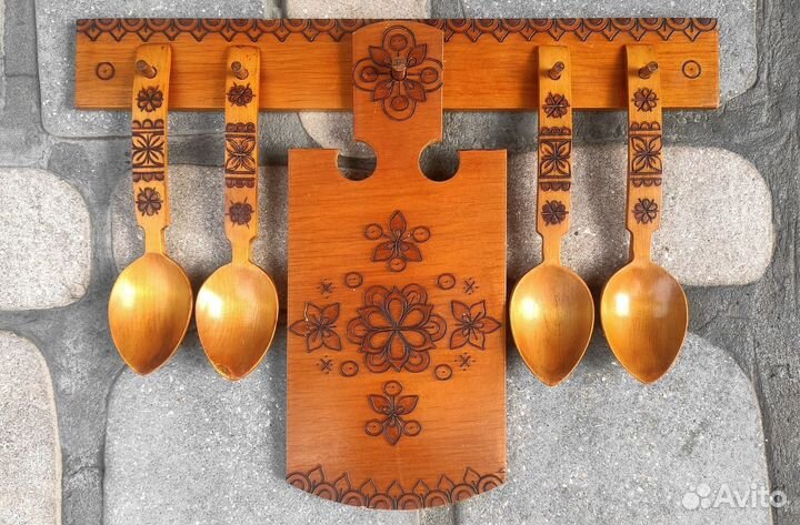 Кухонный набор деревянные ложки и доска, СССР