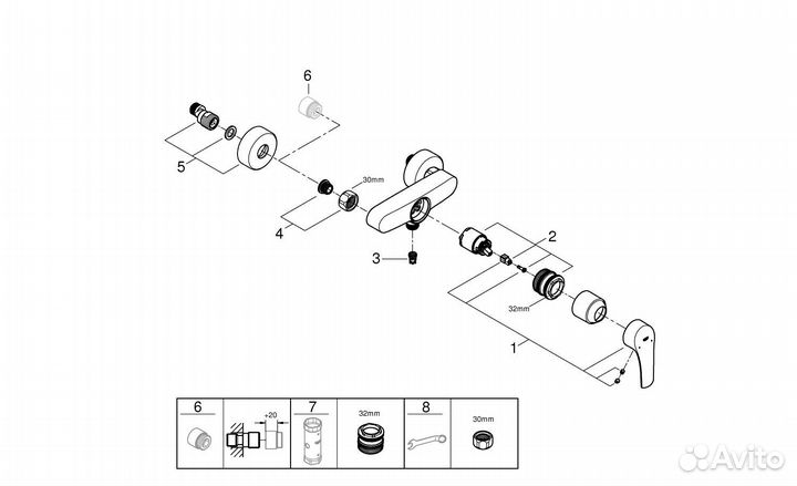 Смеситель для душа grohe Eurosmart 33555003 хром