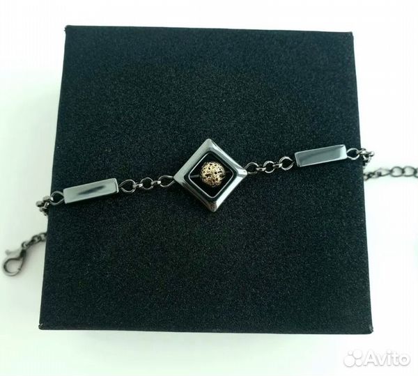 Комплект гематит серьги и браслет