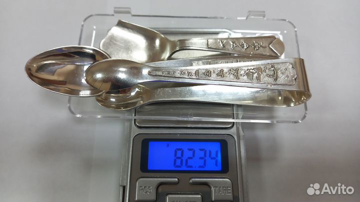 Серебряные ложки, щипцы для сахара