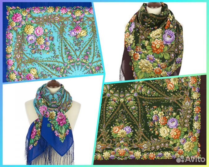 Коллекционный павловопосадский платок a la russe