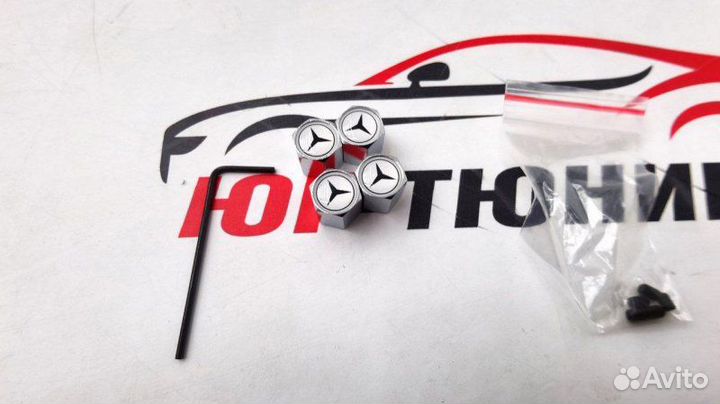 Колпачки на ниппель Mercedes Benz classic хром с