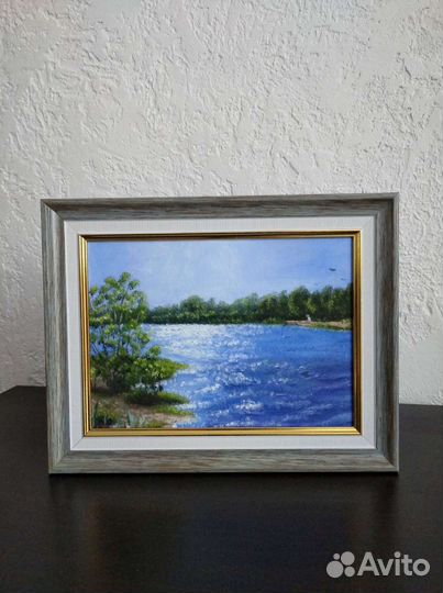 Картина маслом Река Летний пейзаж