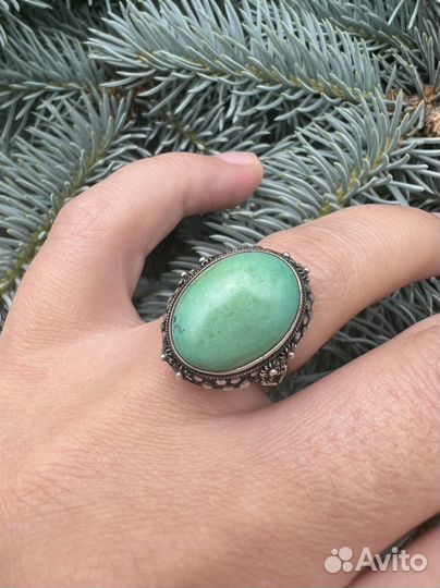 Серебряное кольцо, нат. Бирюза, антик