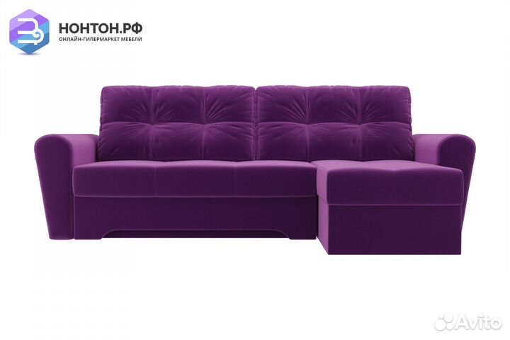 Диван угловой еврокнижка Амстердам микровельвет фи