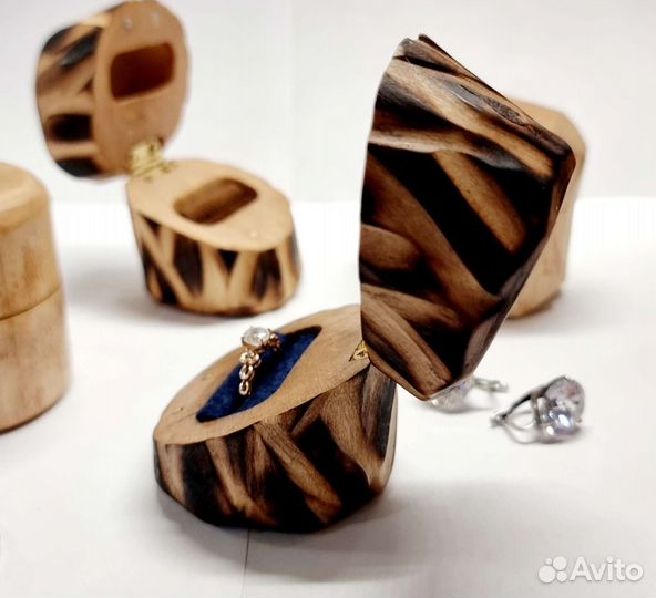 Коробочка для кольца, серёжек - пень,ручная работа