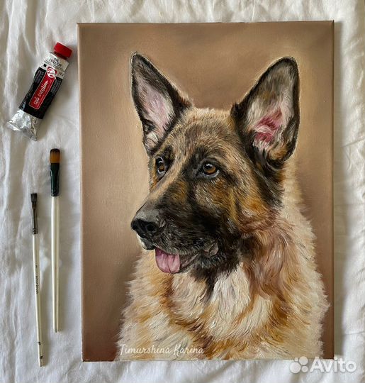 Портрет питомца маслом на холсте картина