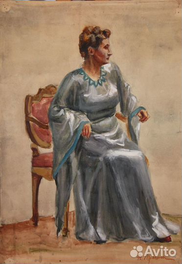 Трошин Н.С.(1897-1990) Портрет дамы в сером