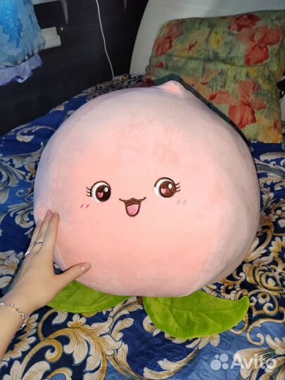 Большая мягкая игрушка персик подушка