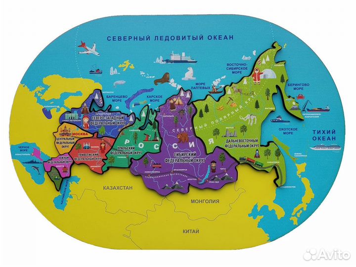 Деревянный пазл карта мира Таганрог