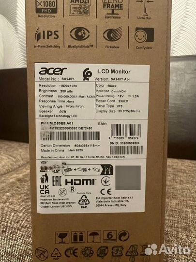 Монитор Acer SA240YAbi 1920x1080 75Hz