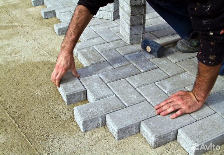Тротуарной плитка брусчатка укладка