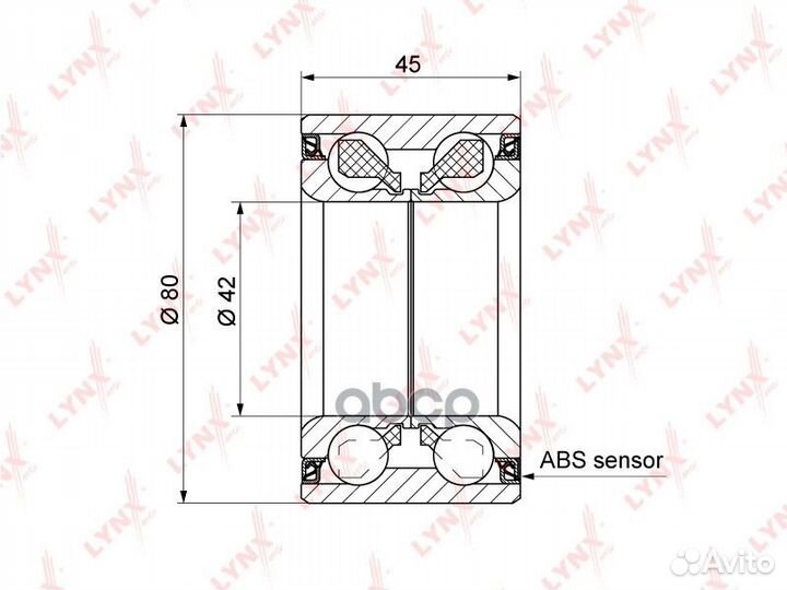 Подшипник ступицы передний (с ABS, 45x42x80) WB