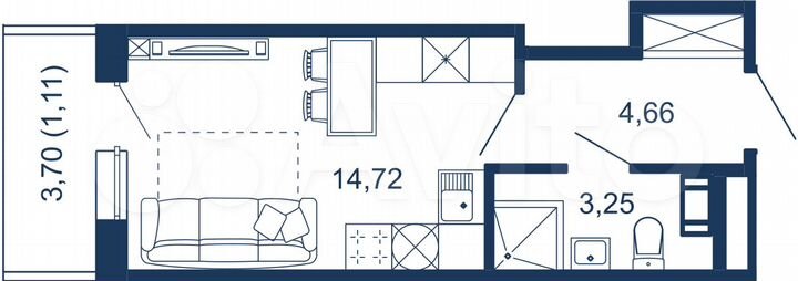 Апартаменты-студия, 23,7 м², 5/5 эт.