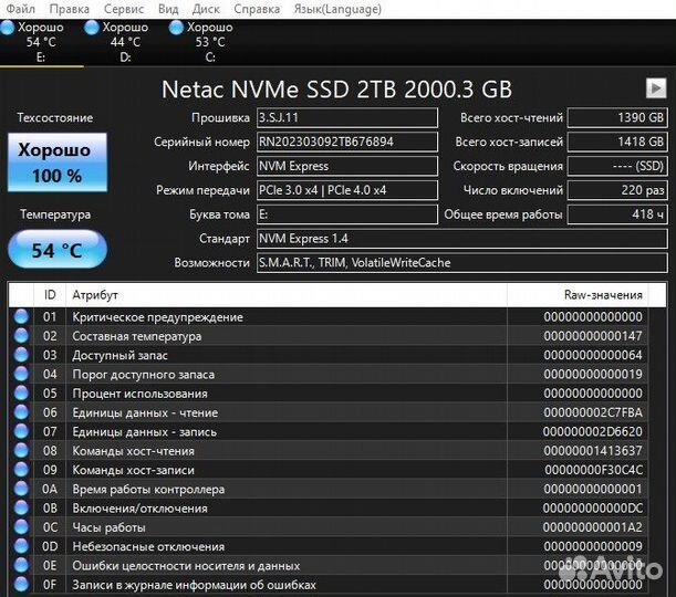 Netac NV7000 2Tb M2 PCI-E Gen4 x4 7200/6800 Mb/s