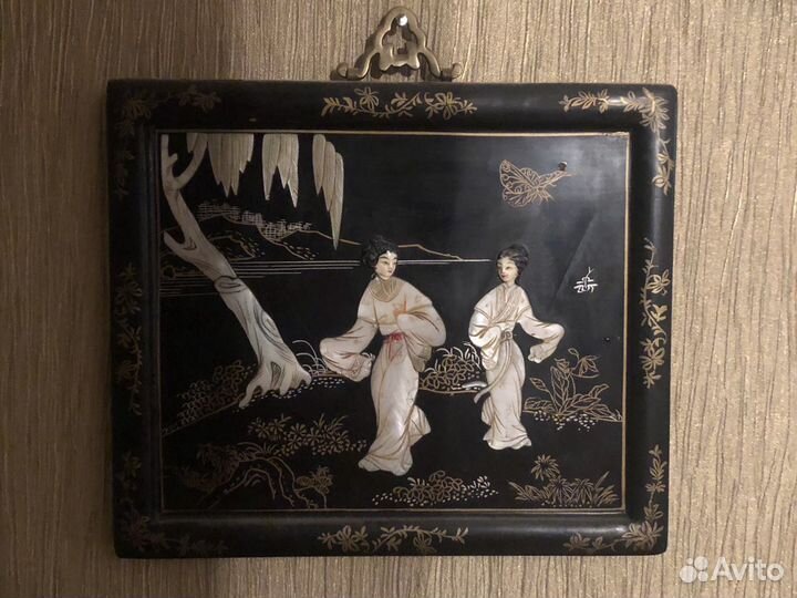 Панно с перламутром 50-е годы XX века Китай