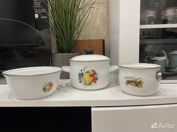 Кастрюля сотейник чашка эмалироманные 3 шт
