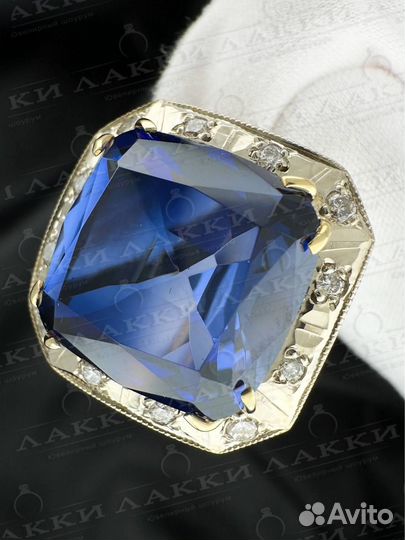 Золотые серьги с сапфирами и брилл 750 / 14.51 гр