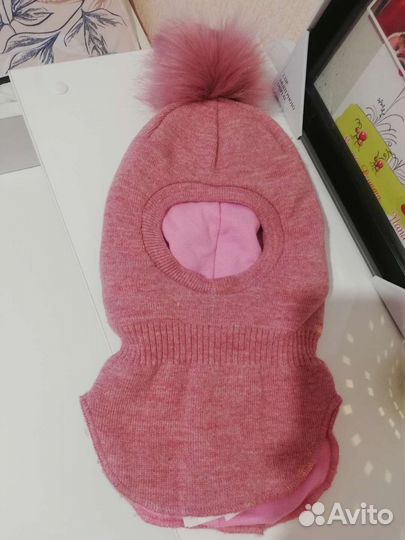 Шапка шлем для девочки 48 зима