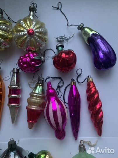 Елочные игрушки СССР часы заяц корзинка с цветами