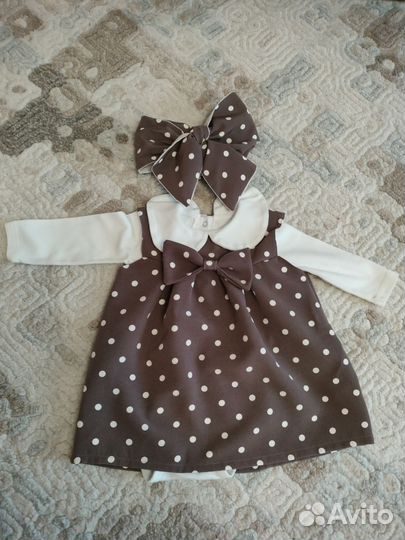 Платье с воротником для девочки 74