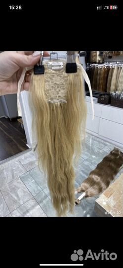 Шиньон хвост- косичка из натуральных волос