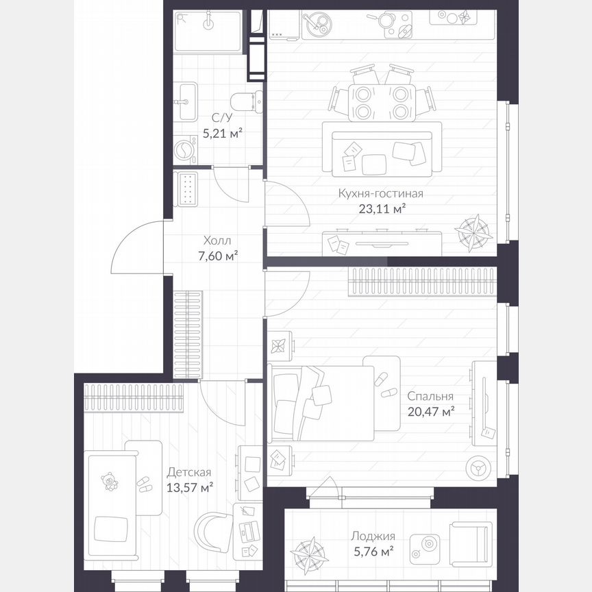 2-к. квартира, 72,5 м², 10/10 эт.