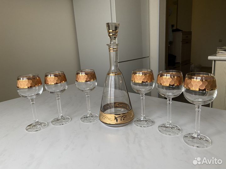 Графин и набор бокалов богемия