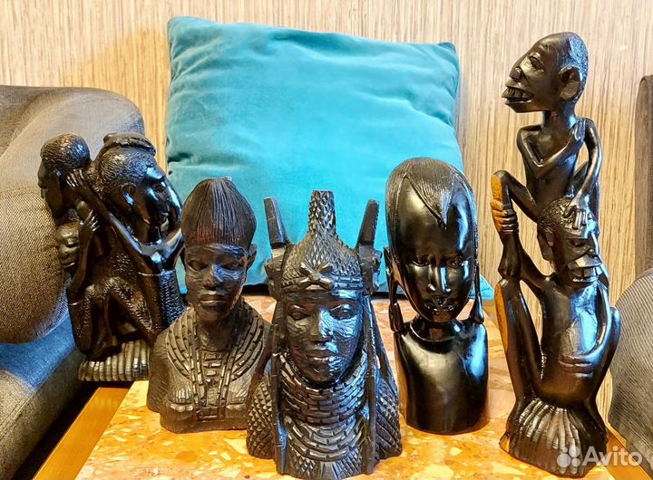 Статуэтки бюсты африка эбеновое чёрное дерево
