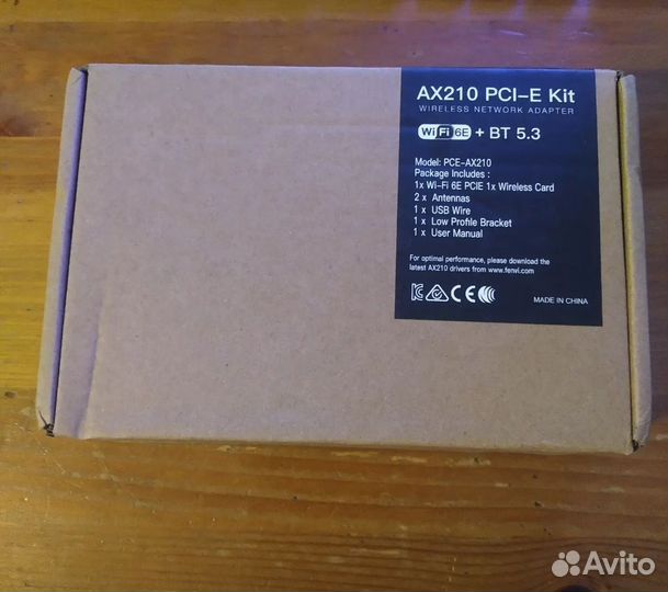 Wifi 6E + BT 5.3 адаптер PCI-E Intel AX210