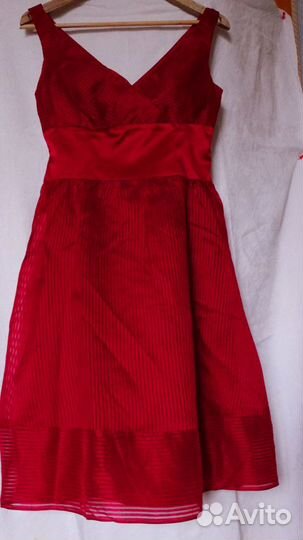 Винтажное платье женское красное натуральный шелк