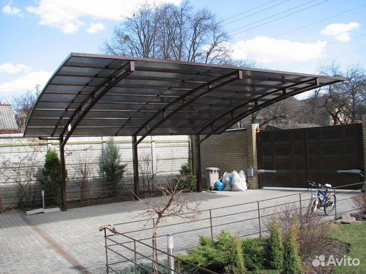 Навес для автомобиля из профильной трубы