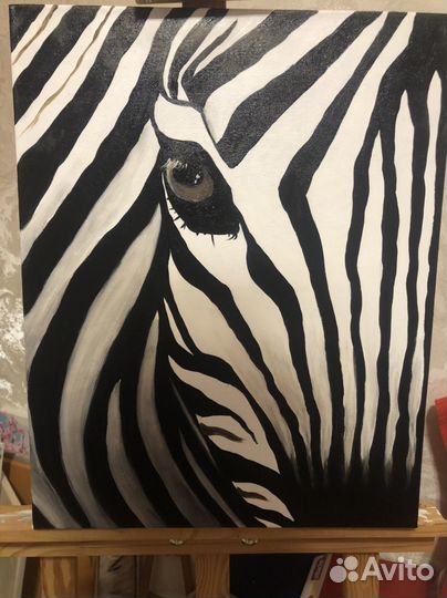 Зебра. Картина на холсте