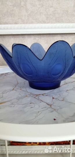 Ваза для фруктов цветное стекло СССР