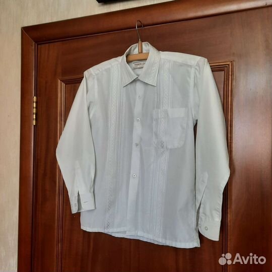 Рубашка белая, голубая, бордовая, жилет р.128-134