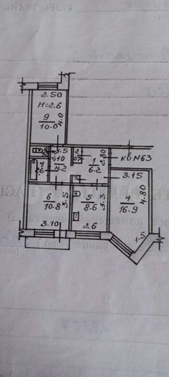 3-к. квартира, 62 м², 2/5 эт.