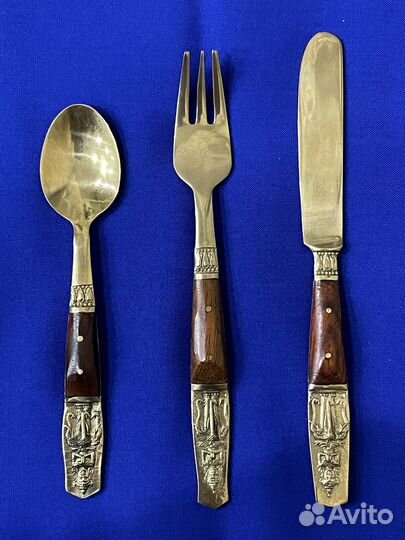 Бронзовый столовый набор ложка вилка нож коллекция