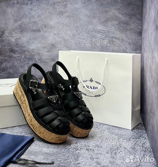 Сабо Prada на пробковой подошве Прада