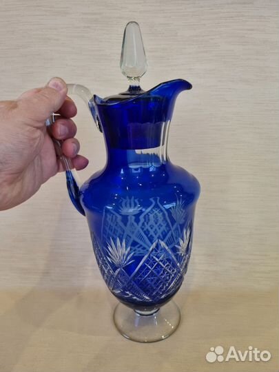 Кувшин синий хрусталь СССР