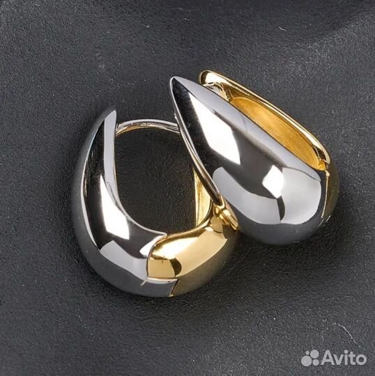 Серьги капли биколорные