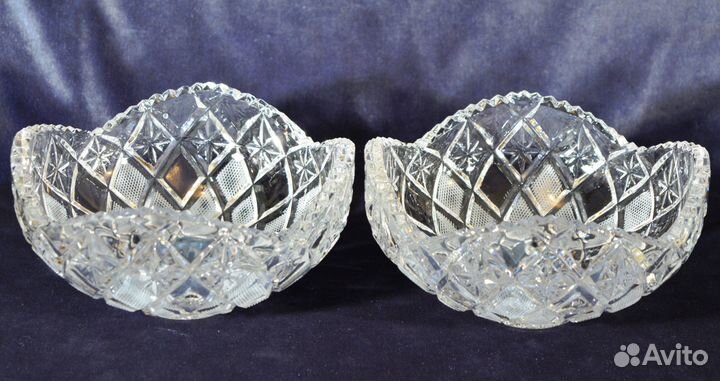 Салатницы конфетницы СССР хрустальные 2 штуки