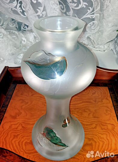 Ваза для цветов дымчатое стекло Чехия