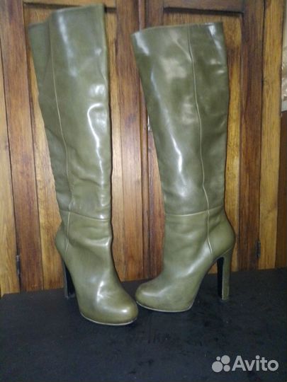 Сапоги женские демисезонные кожаные